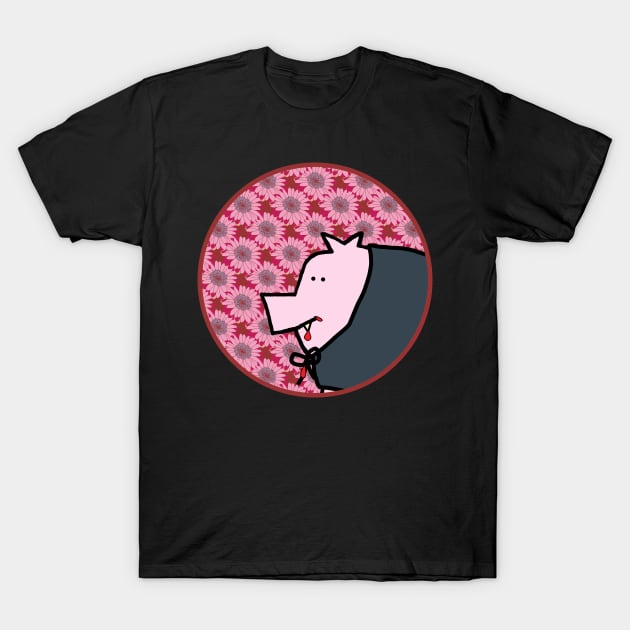 Portrait of a Halloween Horror Vampire Pig T-Shirt by ellenhenryart